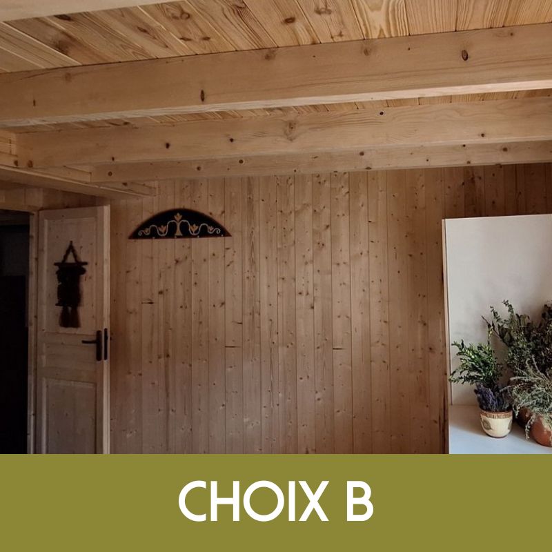 Chantier avec lambris en bois de sapin du nord Choix B