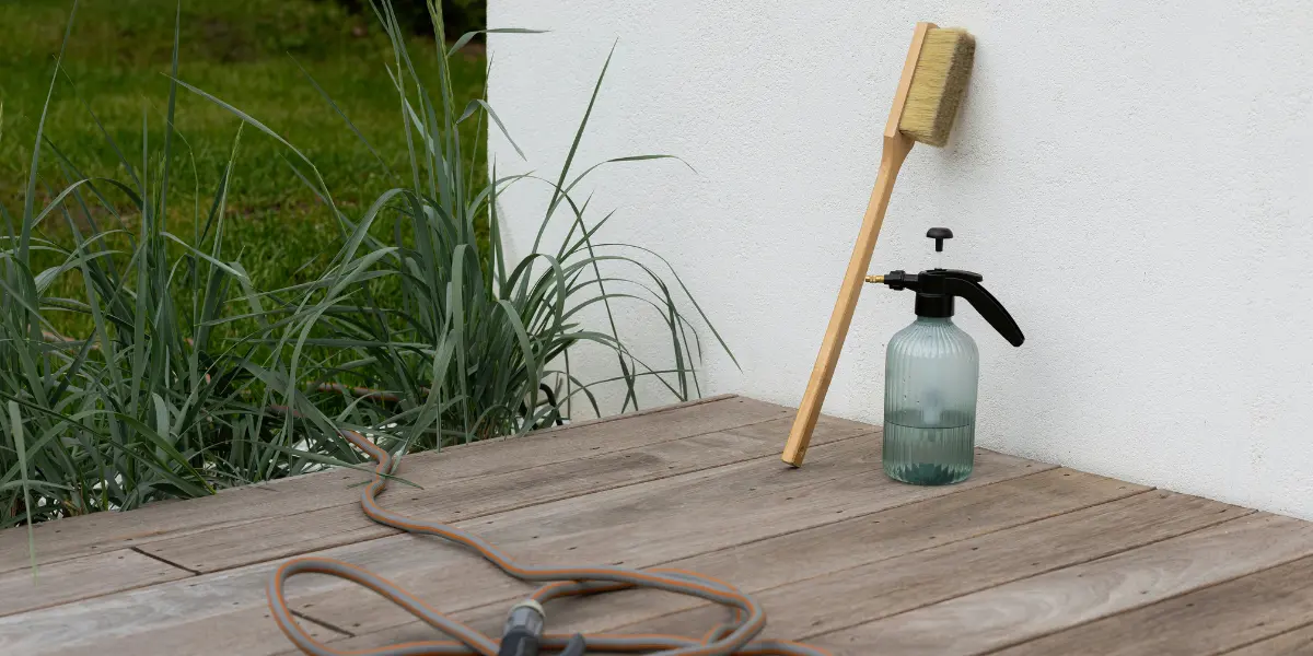 Nettoyage d'une terrasse en bois extérieur